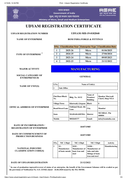 ISO 45001:2018 Certificate